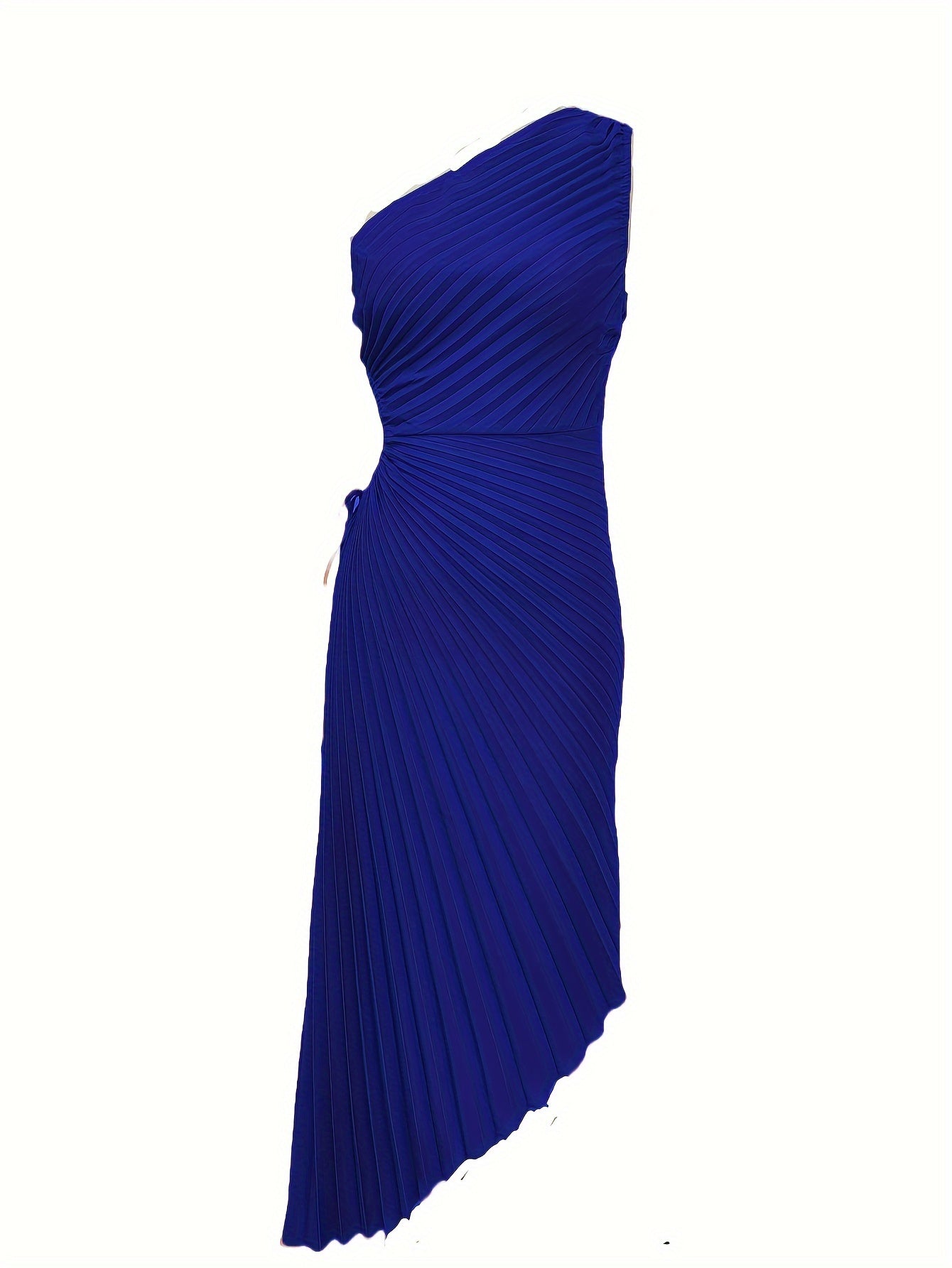 One Shoulder Pleated Dress, Elegant Cut Out Drawstring Sleeveless Dress, Women's Clothing For Party Dressing
