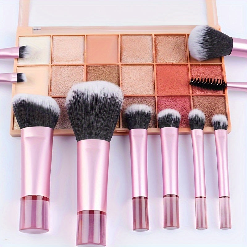 10-Piece Mini Travel Makeup Brush Set - Sleek & Minimalist Design with Portable Storage Bag, High-Quality Cosmetic Brushes for Versatile Makeup Application, Ideal Travel Essentials for Beauty Enthusiasts - Veloxea