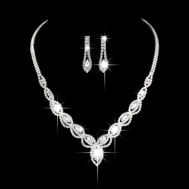 Bridal Wedding Jewellery Set With Necklace & Earrings/ Bracelet Wedding Party Jewelry For Bridal Bridesmaid - Veloxea