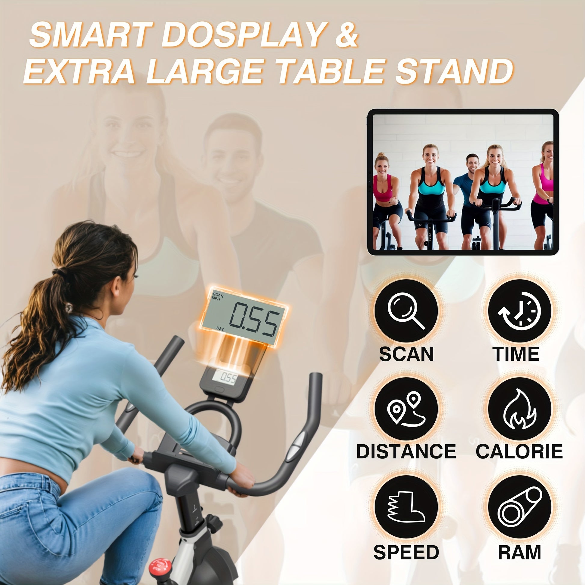 Exercise Bike, Cycling Bike with Magnetic Resistance, Fitness Cycle Bike with Digital Display & Ipad Mount, 350lbs Weight Capacity - Veloxea