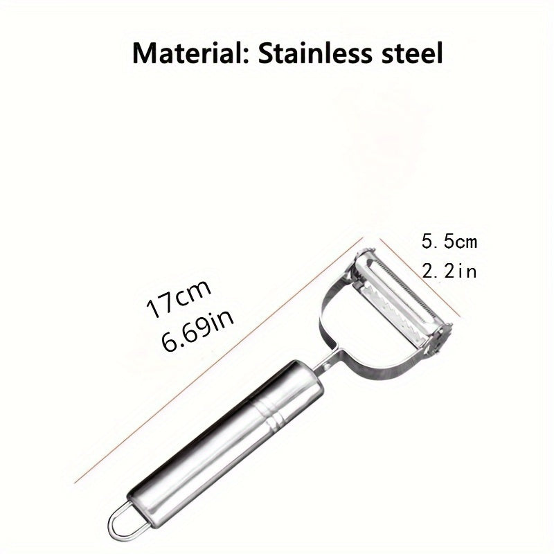 1pc Stainless Steel Vegetable Peeler - Multi-Function Fruit & Potato Grater For Dining & Relaxing, Manual Uncharged Kitchen Gadget For Restaurant - Veloxea