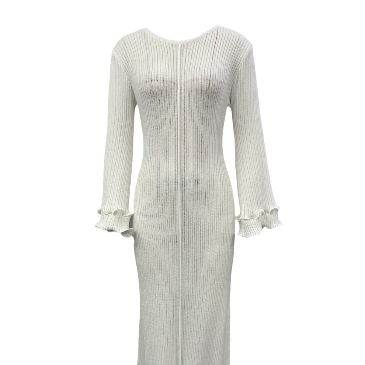 Autumn Solid Color Round Neck Slim Fit Dress