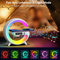 Wireless Speakers With Wireless Fast Charging, Rhythm RGB Light, Bar Smart Light, Sunrise Alarm Clock, Wake Up Light For Bedrooms, Dimmable Table Lamp. - Veloxea