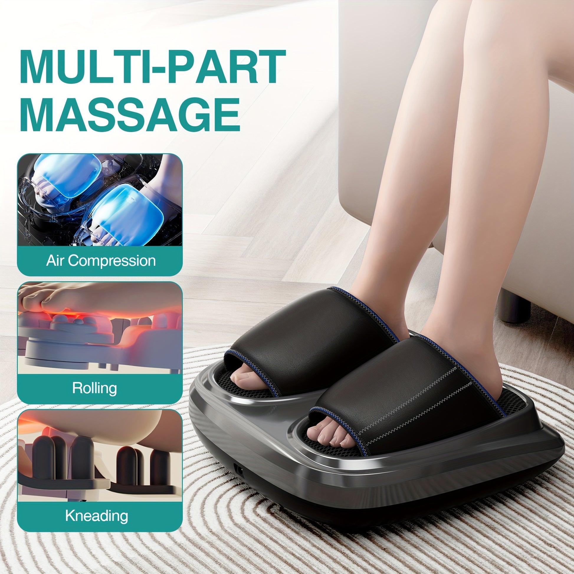 2023 3D Shiatsu Foot Massager for Circulation and Relax, Foot Massager Machine with Deep-Kneading and heat, help for Relax, Calf Massager, ideal gift for Mom Dad Friends Christmas - Veloxea