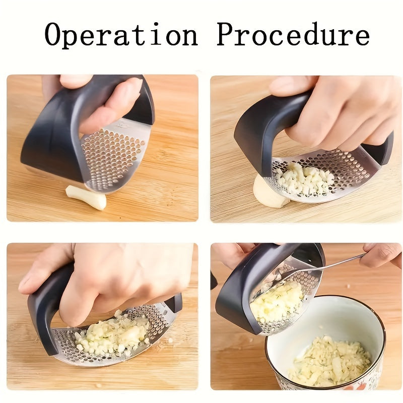 1pc, Garlic Press, Stainless Steel Garlic Press, Rocker Metal Garlic Mincer, Washable Garlic Crusher