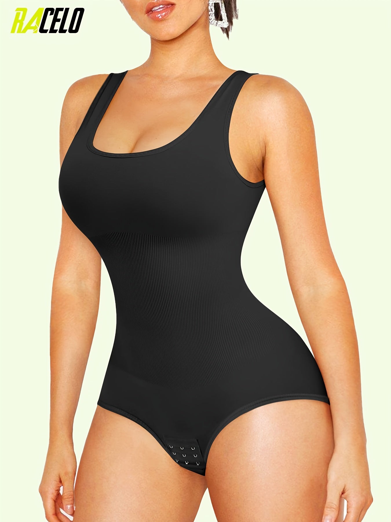 Racelo Shape Wear Bodysuit For Women Waist Trainer Tummy Control Full Body Shaper Seamless Scoop Neck Jumpsuit