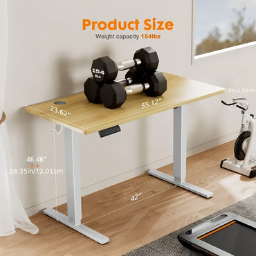55 inches Standing Desk Adjustable Height Electric Sit Stand Up Desk, Gaming Desk Ergonomic Workstation For Home Office, Cafes, Catering, Event Holding, 4 Colors - Veloxea