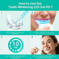 Teeth Whitening Gel Kit, 6 Teeth Cleaning Gel + 2 Dental Trays + Cleaning Led Lights LED Light 0.1oz Carbamide Peroxide Teeth Whitening Gel Dental Bleaching Gel Kit For Tooth - Veloxea