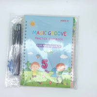 4pcs/Pack Large Reusable Handwriting Practice Copybook Comfy Tracing Sight Words Grooves Magic Practice Workbook Set (4 Books + 1 Pen + 5 Refills + 1 Pen Grip) halloween christmas gift - Veloxea