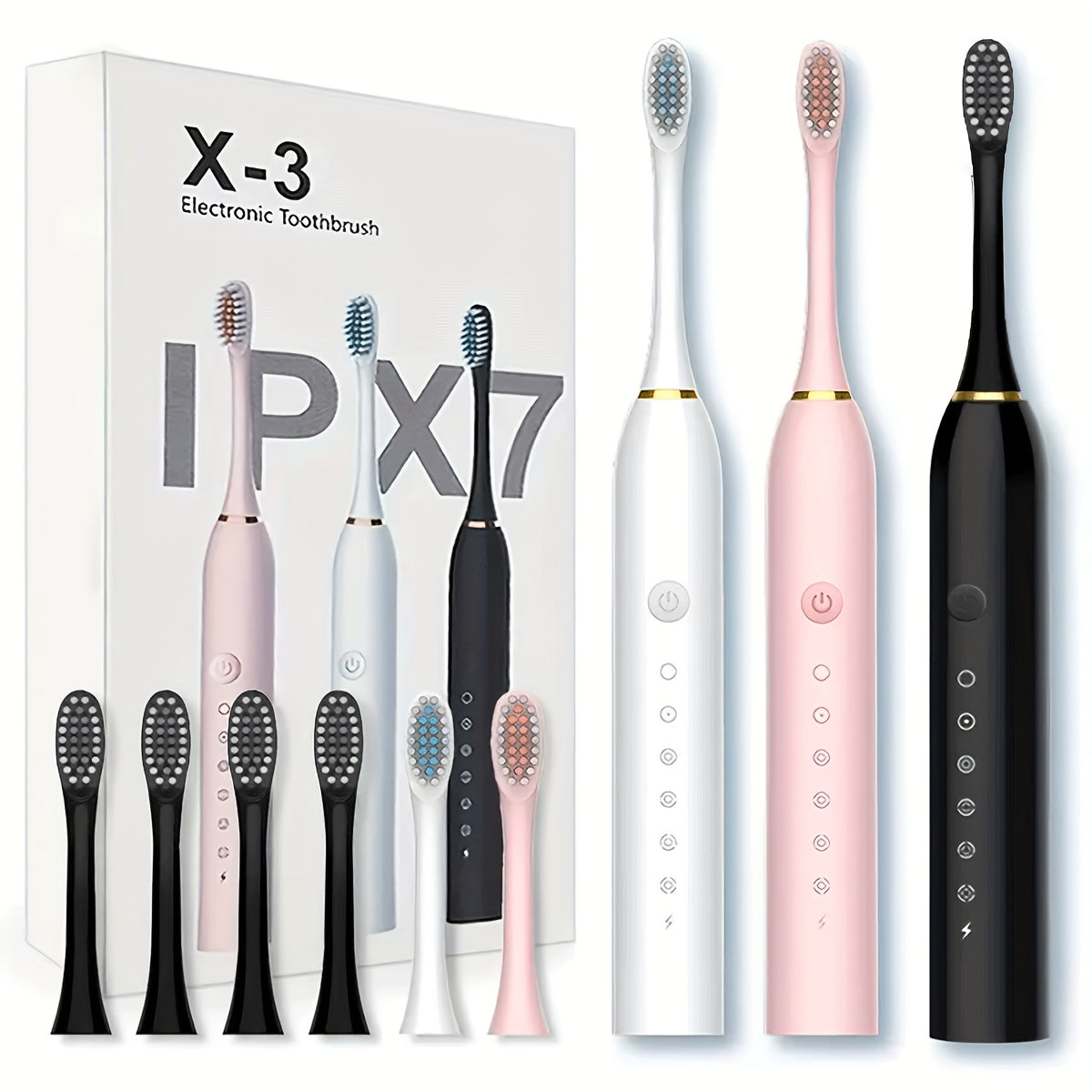 Electric Toothbrush With 6 Modes And A Smart Timer, Suitable For Both Men And Women, Rechargeable USB Electric Toothbrush, Oral Hygiene, 4/8 Replacement Heads, Sensitive Gums And Teeth Special Soft Toothbrush - Veloxea