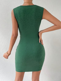 Button Decorate V Neck Tank Dress, Bodycon Elegant Sleeveless Dress For Spring & Summer, Women's Clothing