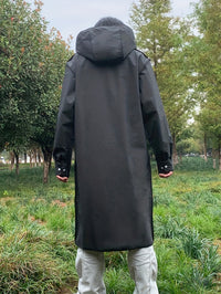 Unisex Hooded Raincoat, Casual Button Up Rain Poncho For Outdoor Raining Days - Veloxea