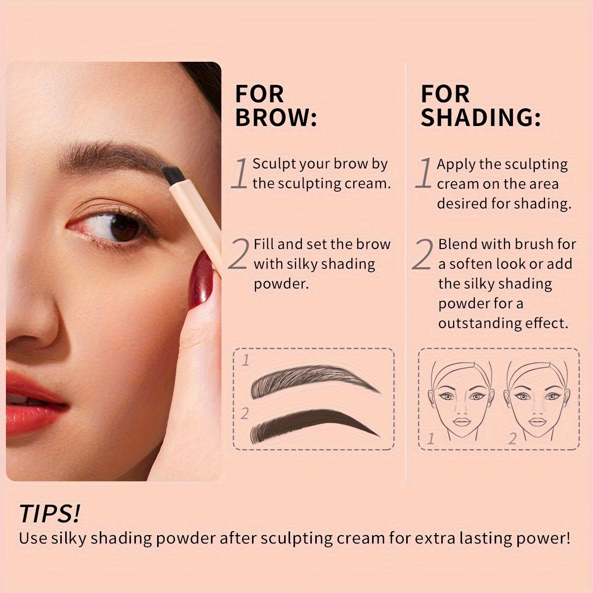 Oulac 2-in-1 Dual Color Eyebrow Powder, Long-Lasting Instant Eyebrow Powder