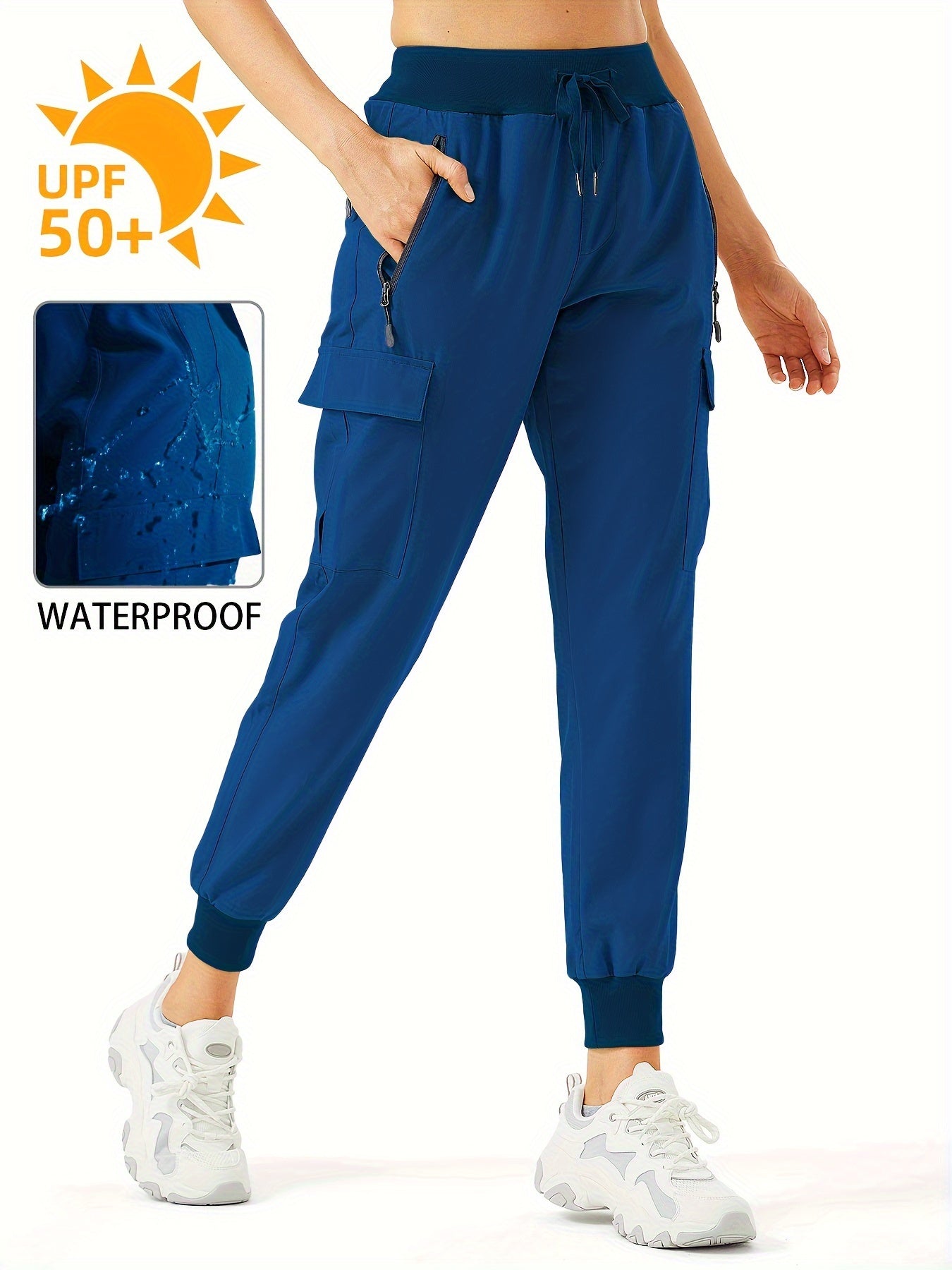 Women's Cargo Joggers Hiking Pants Lightweight Camping Quick Dry Water Resistant UPF 50+ Zippered Pockets - Veloxea