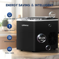 1pc Upstreman Y90 Countertop Ice Maker, Self-Cleaning Ice Cube Maker Machine, Max 26Lbs/Day, 9 Ice Cubes Ready In 6 Mins, Portable Bullet Ice Maker For Home - Veloxea