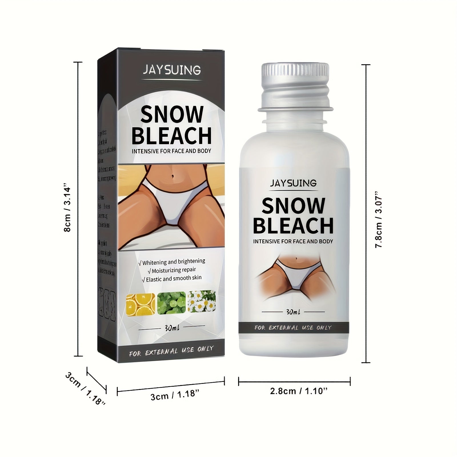 1.01oz Powerful Snow Bleach Cream For Private Part, Underarm, Face And Body Skin Bleaching - Effective Daily Skin Care For Dark Skin - Veloxea
