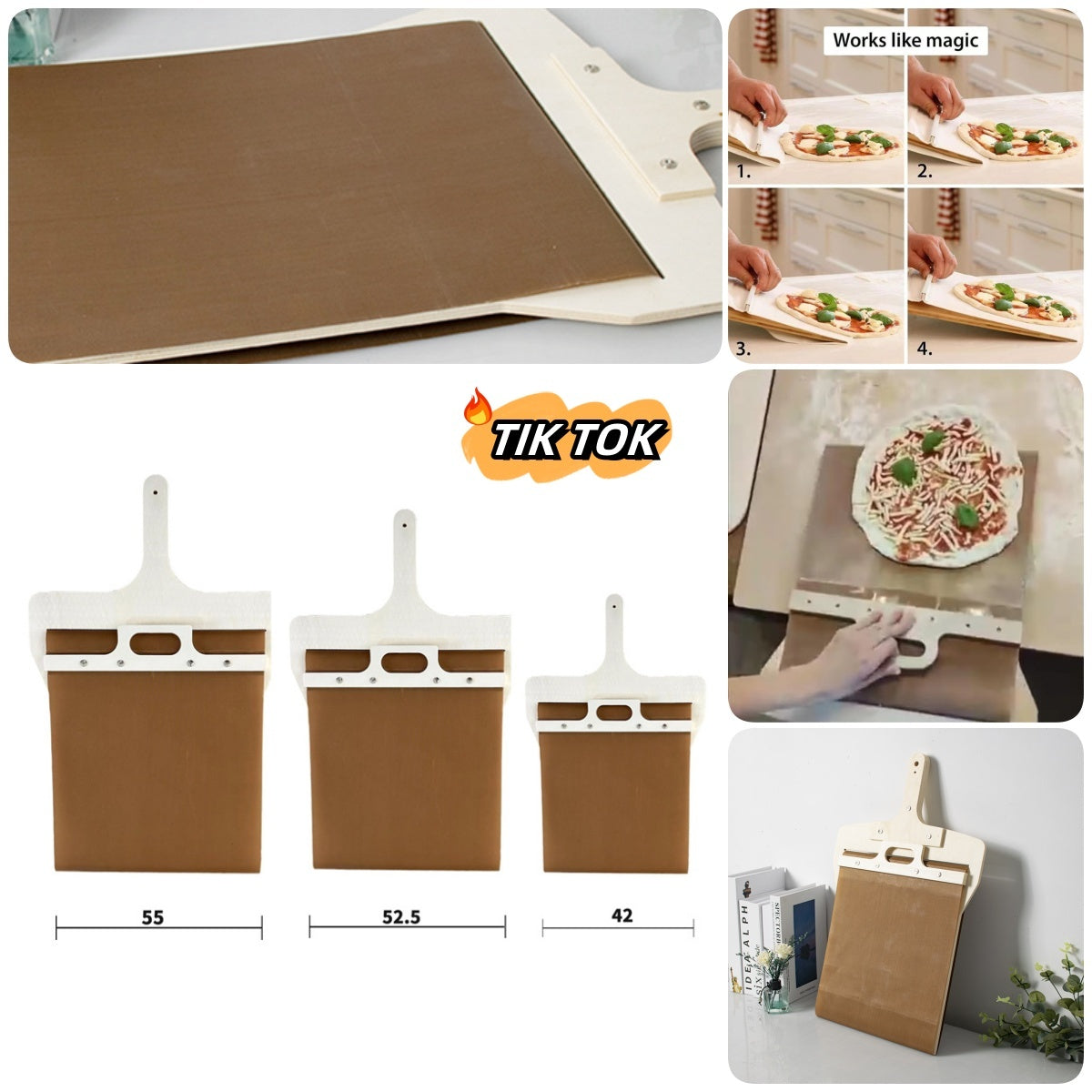 3 Sizes Sliding Pizza tray Peel Shovel Board