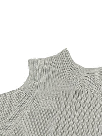 Plus Size Casual Sweater Dress, Women's Plus Solid Long Sleeve High Neck Slight Stretch Loose Fit Sweater Dress - Veloxea