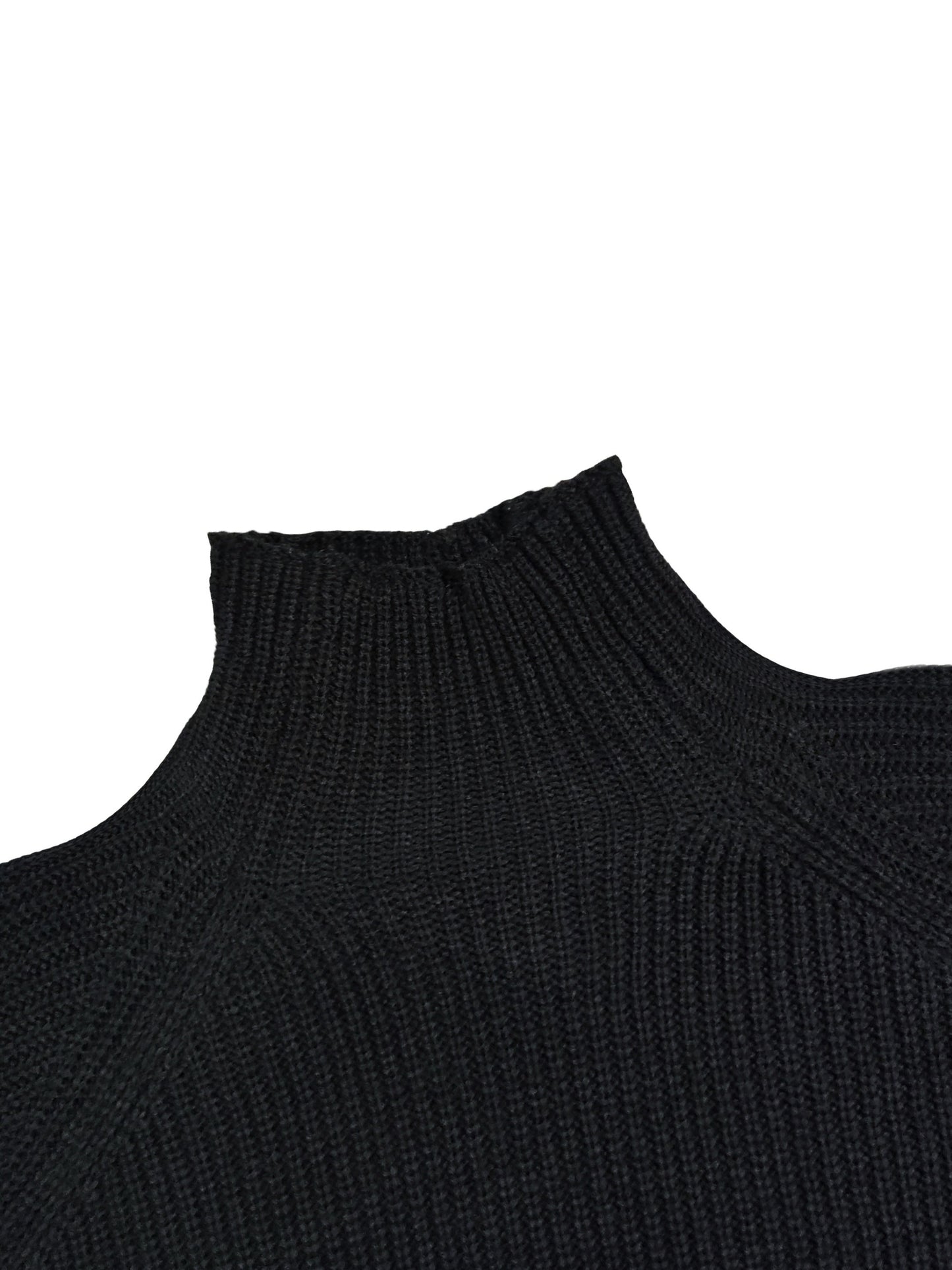 Plus Size Casual Sweater Dress, Women's Plus Solid Long Sleeve High Neck Slight Stretch Loose Fit Sweater Dress - Veloxea