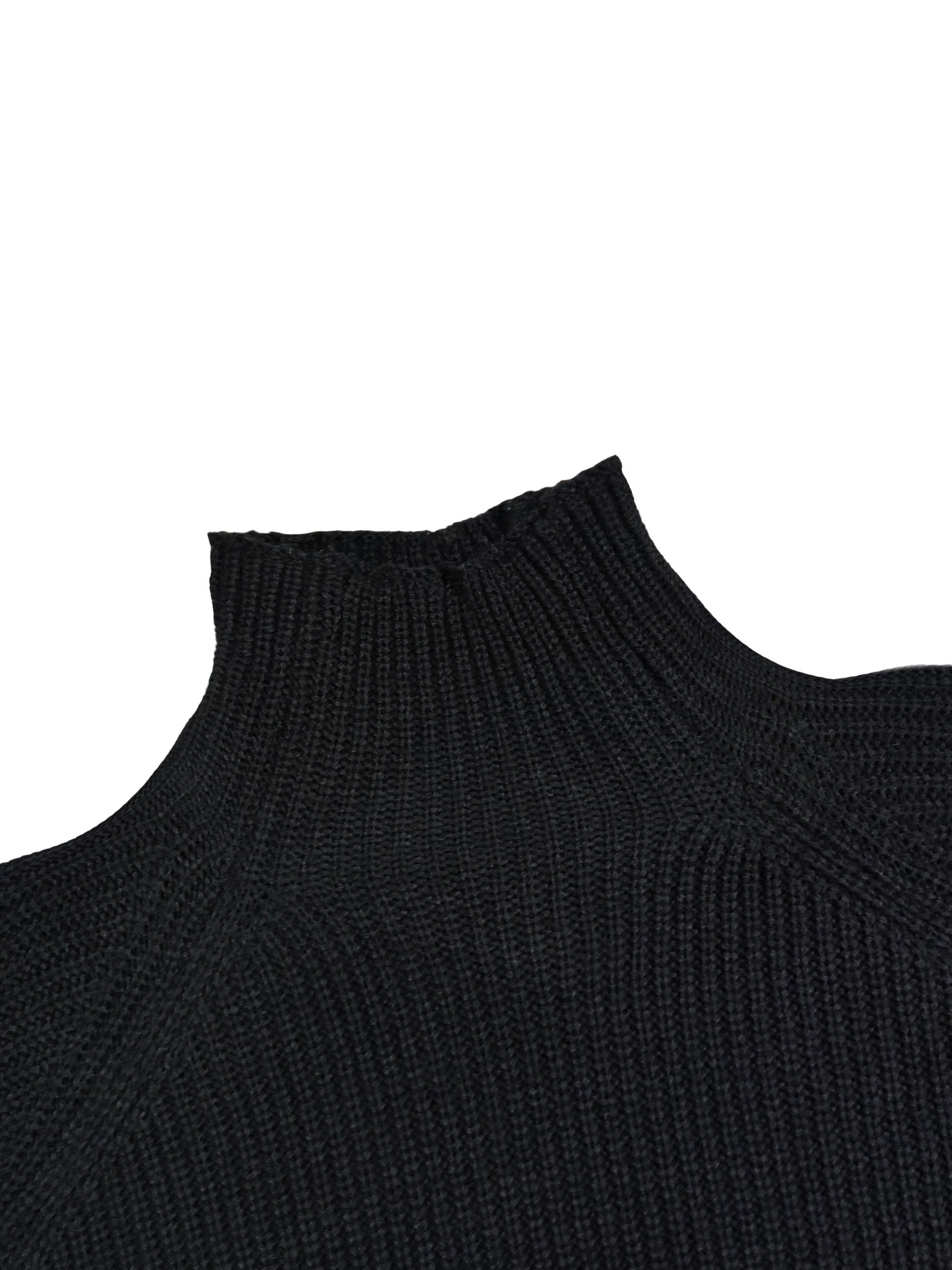 Plus Size Casual Sweater Dress, Women's Plus Solid Long Sleeve High Neck Slight Stretch Loose Fit Sweater Dress - Veloxea