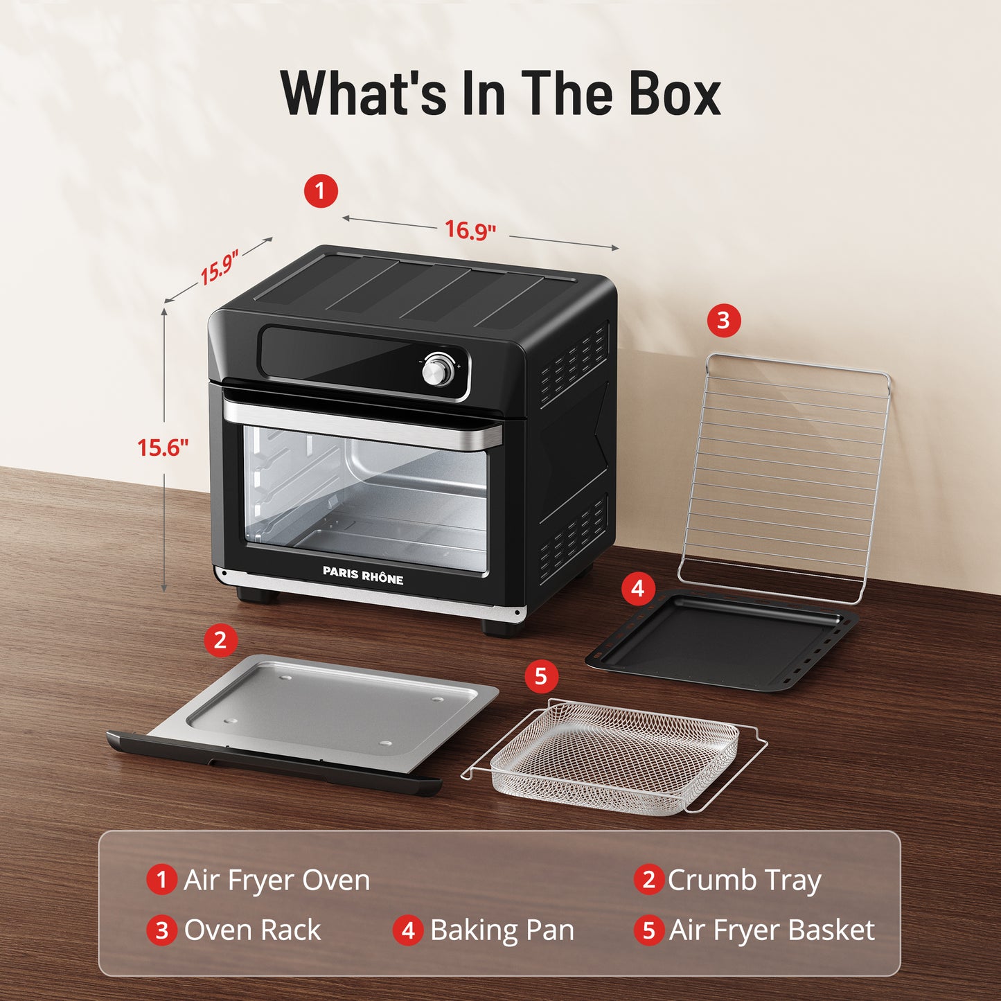 Paris Rhne Air Fryer Toaster Oven Combo 26.4QT Countertop Convection Ovens with 24 One-Touch Savable Custom Functions - Veloxea