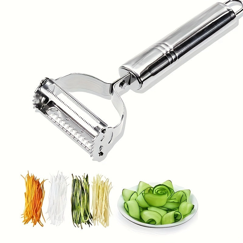 1pc Stainless Steel Vegetable Peeler - Multi-Function Fruit & Potato Grater For Dining & Relaxing, Manual Uncharged Kitchen Gadget For Restaurant - Veloxea