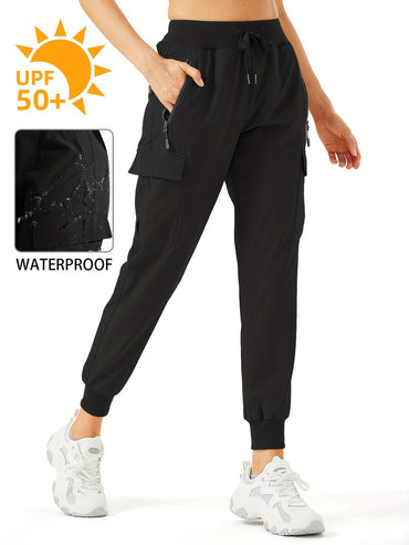 Women's Cargo Joggers Hiking Pants Lightweight Camping Quick Dry Water Resistant UPF 50+ Zippered Pockets - Veloxea