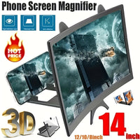 14-inch 3D Phone Screen Magnifier, HD Curved Amplifier Projector with Foldable Stand, Compatible with All Smartphones