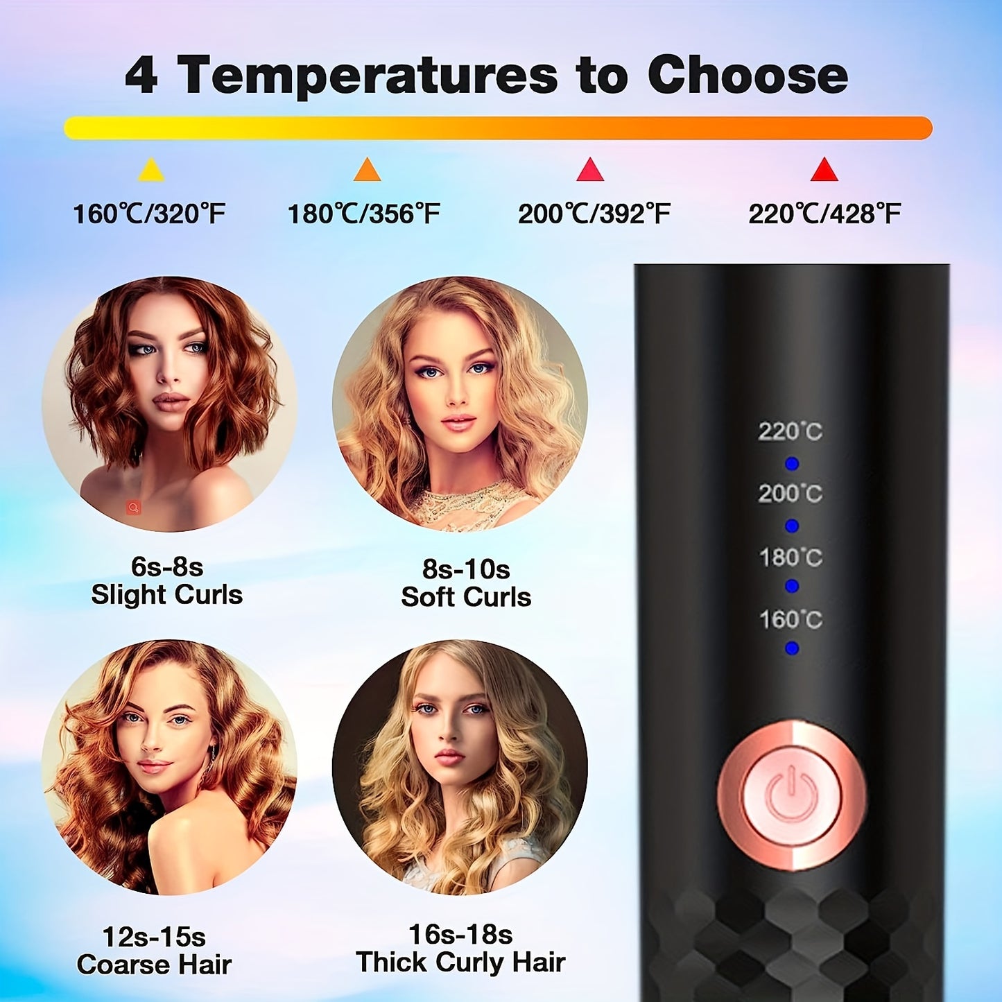 Automatic Hair Curler, Ceramic Ionic Barrel Automatic Hair Curling Iron, Auto Curling Wand With 1" Large Rotating Barrel & 4 Temps & 3 Timer Settings, Dual Voltage Spin Iron For Hair Styling (Upgrade) - Veloxea