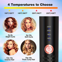 Automatic Hair Curler, Ceramic Ionic Barrel Automatic Hair Curling Iron, Auto Curling Wand With 1" Large Rotating Barrel & 4 Temps & 3 Timer Settings, Dual Voltage Spin Iron For Hair Styling (Upgrade) - Veloxea