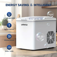 1pc Upstreman Y90 Countertop Ice Maker, Self-Cleaning Ice Cube Maker Machine, Max 26Lbs/Day, 9 Ice Cubes Ready In 6 Mins, Portable Bullet Ice Maker For Home - Veloxea
