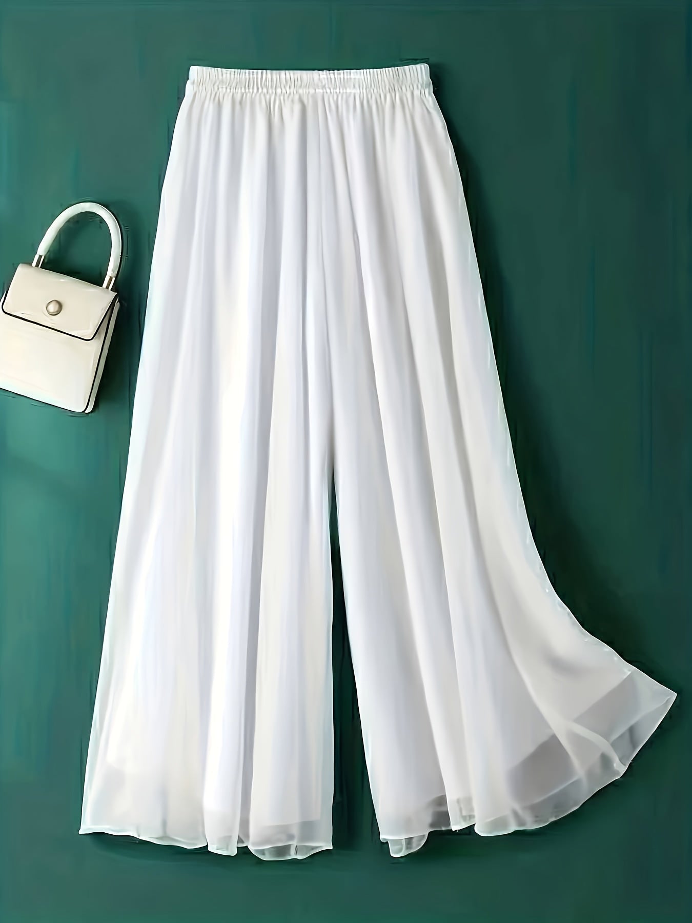 Stylish Chic Wide-Leg Pants, High Elastic Waist Comfort Breathable Material Perfect For Everyday Wear Multiple Colors Pants, Women's Clothing