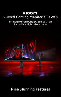 Xiaomi 34-inch Curved Gaming Monitor 180Hz High Reshed Rate 1ms Fast FreeSync Premium E<2* Professional Calibration 95%DCI-P3 100% SRGB* Low Blue Light Computer Screen Monitor Desktop Monitor - Veloxea