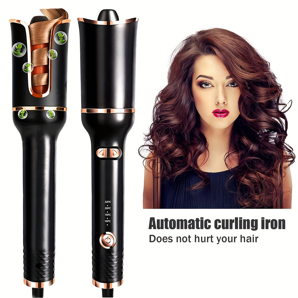 Automatic Hair Curler, Ceramic Ionic Barrel Automatic Hair Curling Iron, Auto Curling Wand With 1" Large Rotating Barrel & 4 Temps & 3 Timer Settings, Dual Voltage Spin Iron For Hair Styling (Upgrade) - Veloxea