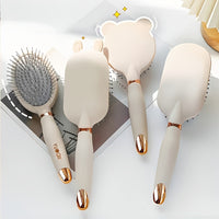 Cute Bear Detangling Hair Brushes, Air Cushion Massage Comb, Scalp Massager For Women Long Hair, Portable Styling Brush With Vent Hole For Curly Hair, High Aesthetic Appeal - Veloxea