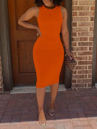 Bodycon Crew Neck Dress, Casual Sleeveless Tank Dress, Women's Clothing