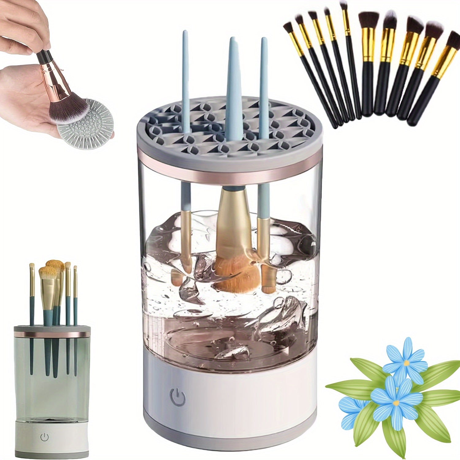 1pc Electric Makeup Brush Cleaner, Cosmetic Brush Cleaner, 2024 New Electric Makeup Brush Cleaner, Makeup Brush Cleaner, Automatic Spinning Makeup Brush Cleaner Fit For All Size Makeup Brush - Veloxea