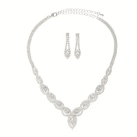 Bridal Wedding Jewellery Set With Necklace & Earrings/ Bracelet Wedding Party Jewelry For Bridal Bridesmaid - Veloxea