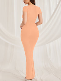 Women's Lounge Basic Casual Long Summer Dress Elegant Short Sleeve Crew Neck Bodycon Maxi Dresses