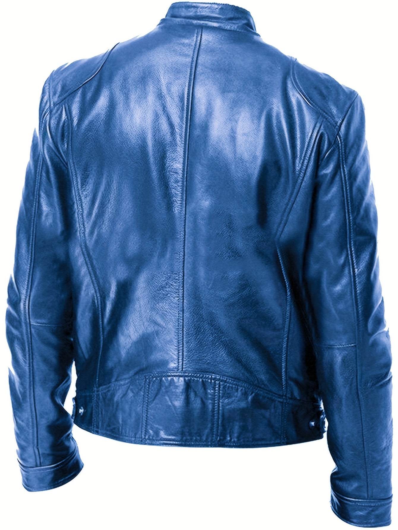 2023 Autumn And Winter New Zipper Cardigan Pocket PU Leather Small Stand Collar MotorcycleJacket Coat Men's Coat - Veloxea