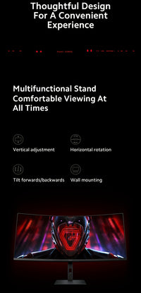 Xiaomi 34-inch Curved Gaming Monitor 180Hz High Reshed Rate 1ms Fast FreeSync Premium E<2* Professional Calibration 95%DCI-P3 100% SRGB* Low Blue Light Computer Screen Monitor Desktop Monitor - Veloxea