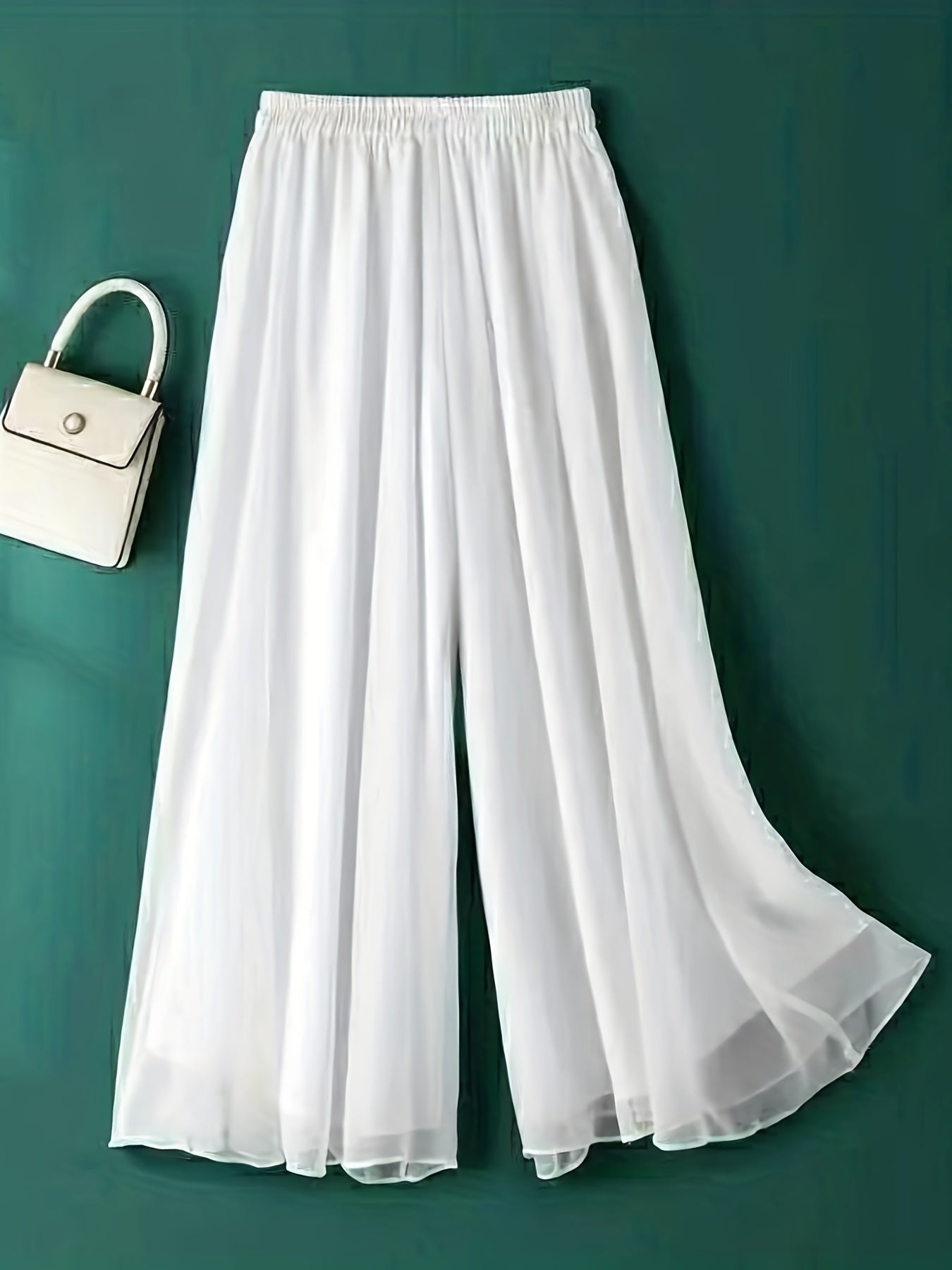 Stylish Chic Wide-Leg Pants, High Elastic Waist Comfort Breathable Material Perfect For Everyday Wear Multiple Colors Pants, Women's Clothing