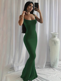 Solid Spaghetti Strap Dress, Sexy Sleeveless Bodycon Maxi Dress, Women's Clothing