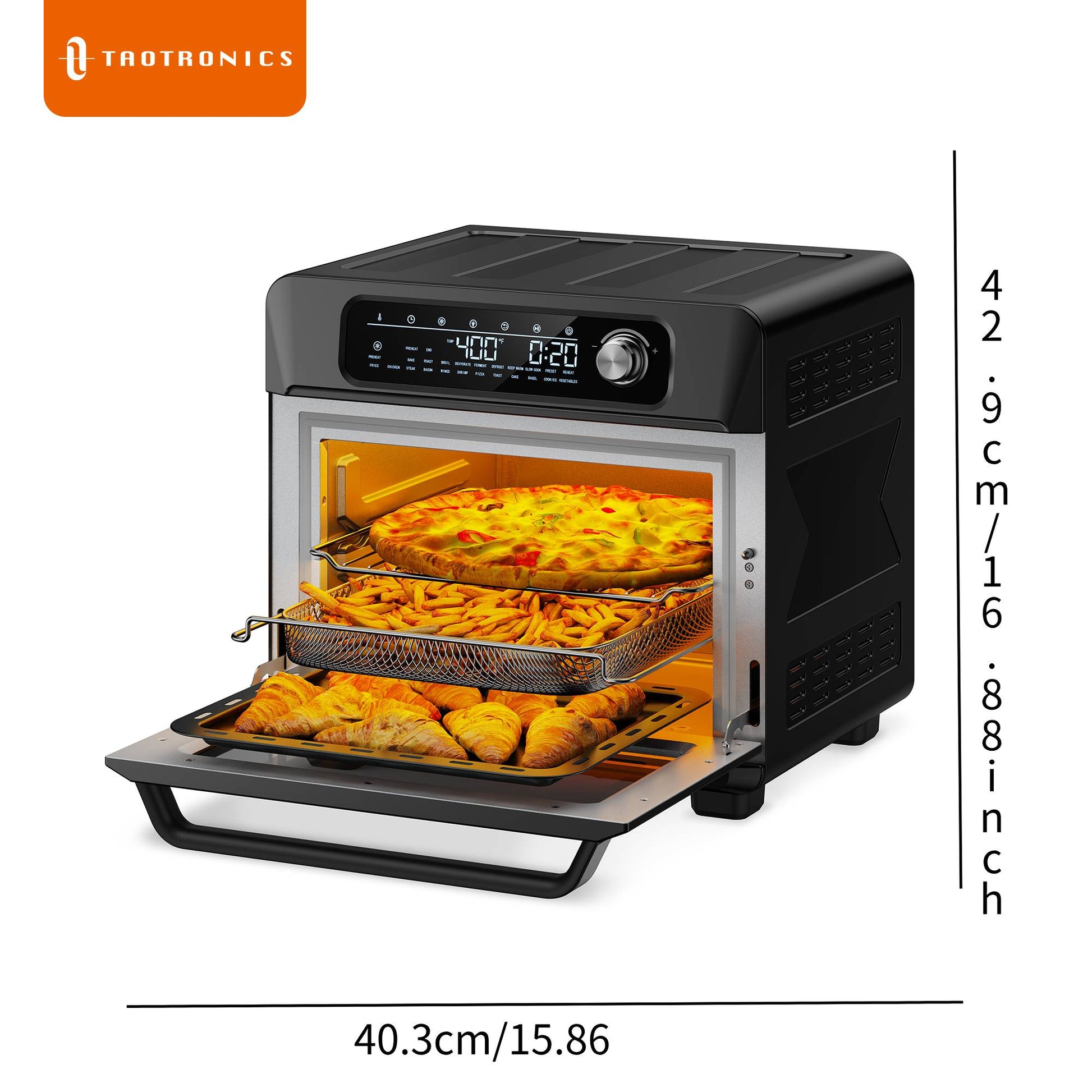 Paris Rhne Air Fryer Toaster Oven Combo 26.4QT Countertop Convection Ovens with 24 One-Touch Savable Custom Functions - Veloxea