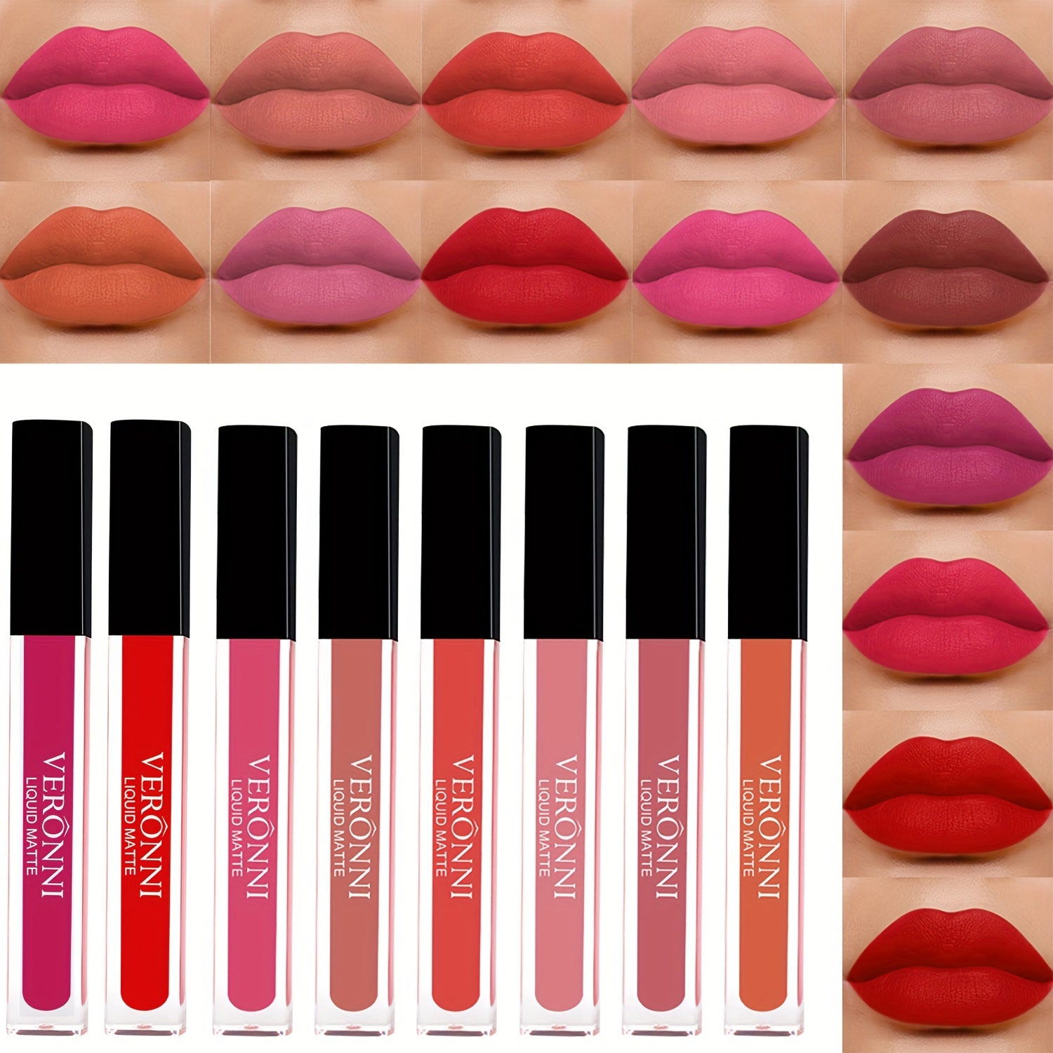VERONNI Non-stick Cup Matte Lip Gloss Velvet Misty Lip Glaze Non-fading Creamy Lipstick Makeup Highly Pigmented