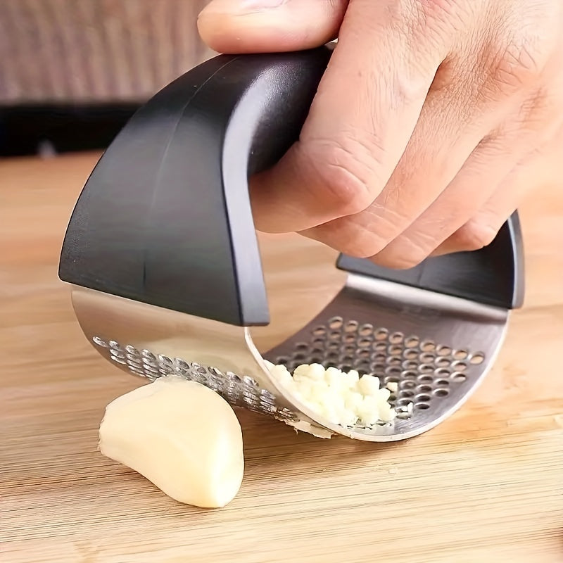 1pc, Garlic Press, Stainless Steel Garlic Press, Rocker Metal Garlic Mincer, Washable Garlic Crusher