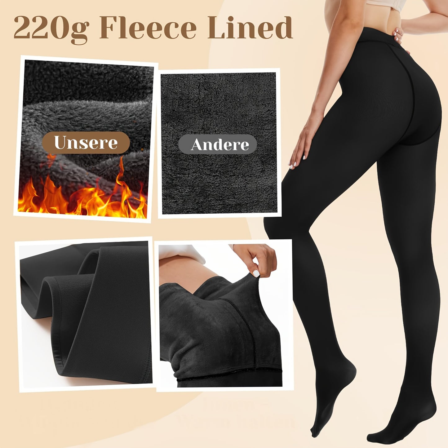 4 Pairs Of Stockings,, Fleece Lined Tights Women, Comfortable Tight Warm Autumn And Winter, Women's Stockings And Socks (Skin Tone + Solid Black + Transparent Black + Transparent Coffee) - Veloxea
