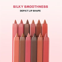 12 Colors Lip Liner Pen Set Long-Lasting, Waterproof Sweatproof, Easy Coloring Non-fading Color Rendering Lip Gloss Set Beauty Makeup - Veloxea
