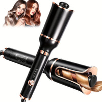 Automatic Hair Curler, Ceramic Ionic Barrel Automatic Hair Curling Iron, Auto Curling Wand With 1" Large Rotating Barrel & 4 Temps & 3 Timer Settings, Dual Voltage Spin Iron For Hair Styling (Upgrade) - Veloxea