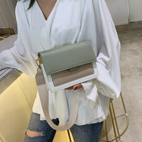 Contrast color Leather Crossbody Bags For Women Travel Handbag